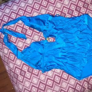 Turquoise Halter One Piece Swimsuit